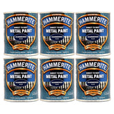 6X Hammerite Hammered Blue Paint 750ml Tin Paint